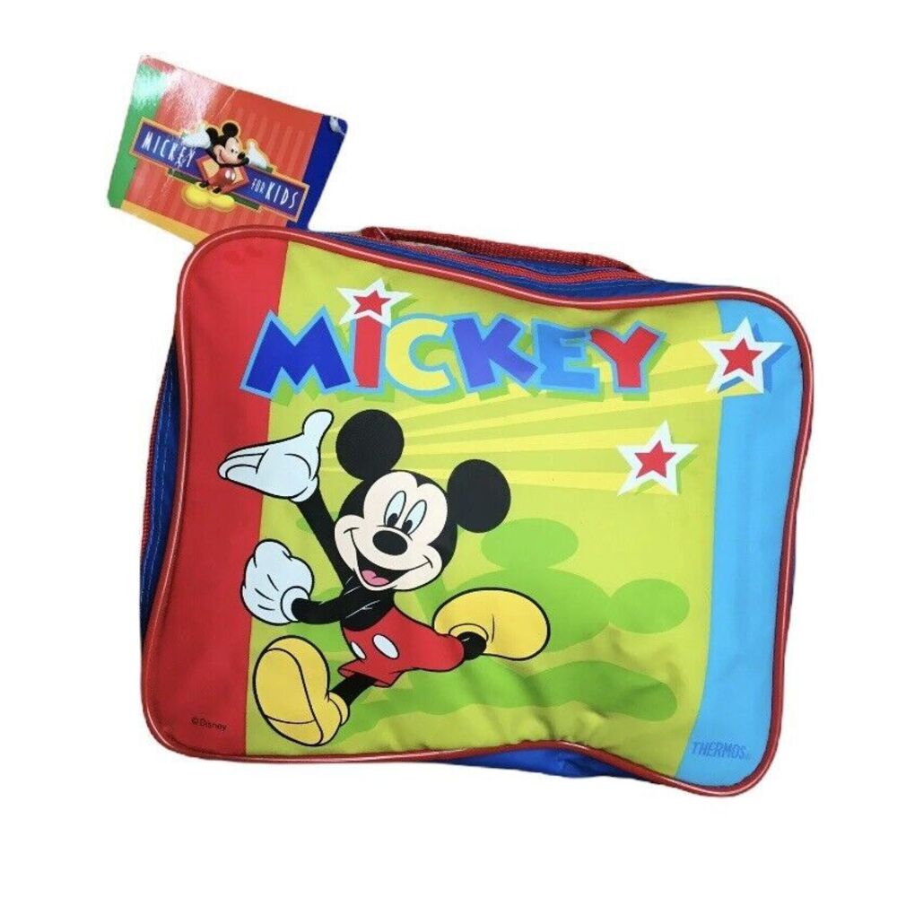 Vintage Mickey Mouse Reusable Lunch Bag Disney Thermos Insulated 1998‎ NWT